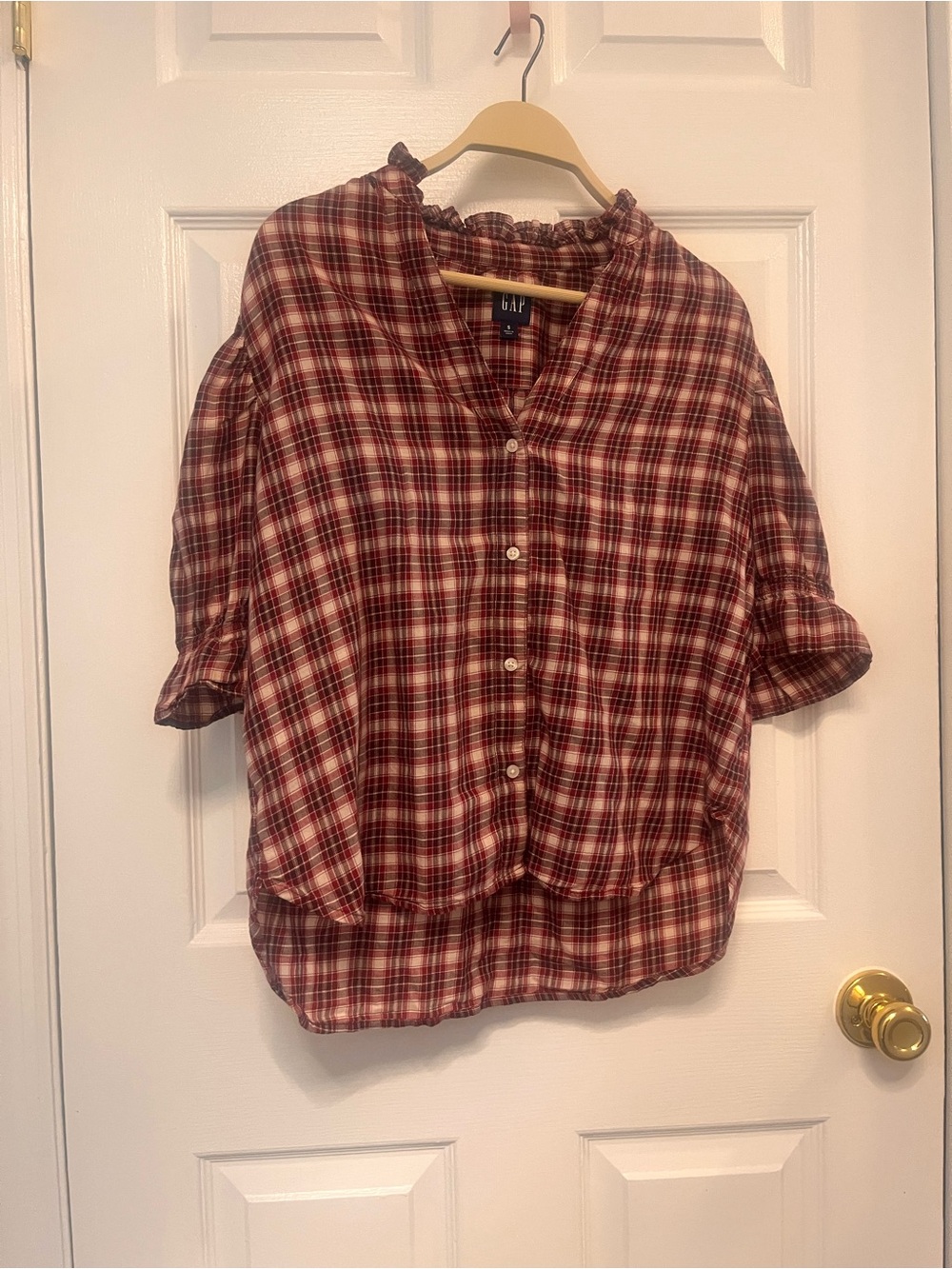 GAP Burgundy Plaid Button-Down Women's Shirt S